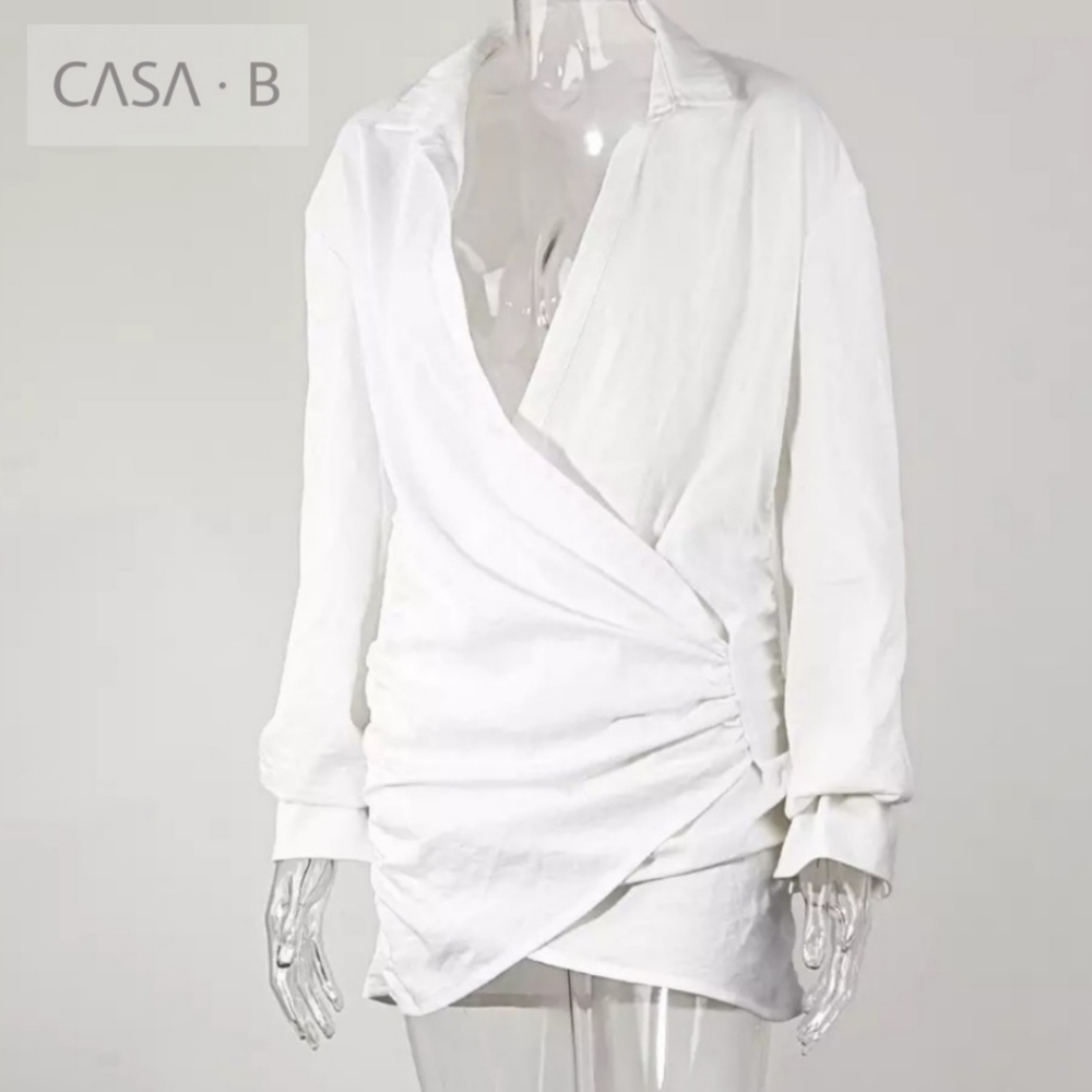 5⭐️CASA B RESORT| Natasha Wrap-Front Shirt Dress Coverup - Picture 10 of 13